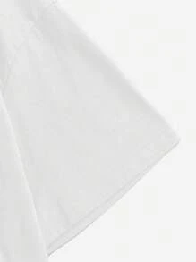 SHEIN EZwear 休闲大码图案圆领短袖T恤，大码略微透视 - 白色 - 查看 4
