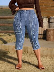 SHEIN ICON Jeans casuales de talla grande, aptos para el verano