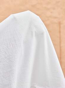 Manfinity VCAY Men's Casual Woven Loose Solid Color Short Sleeve T-Shirt - White - View 6