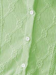 SHEIN LUNE Women's Simple Single-Breasted Arc-Hem Casual Shirt For Commute - Green - View 3