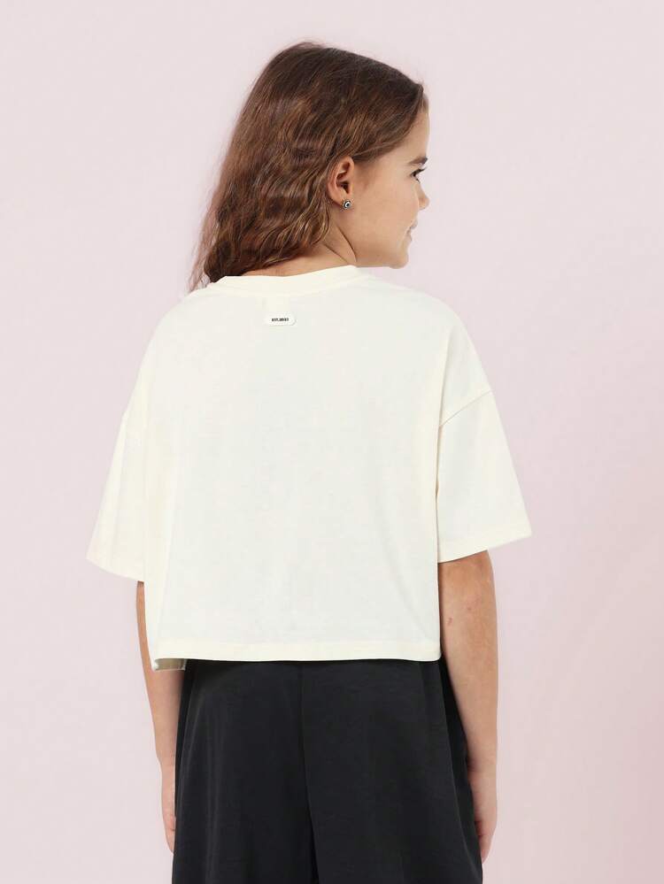 Varsity Style Crop Graphic Print Streetwear T-Shirt