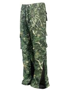 Manfinity LEGND Men's Youthful Street INS Best-Selling Pants.Men's Street Leaf-Print Loose-Waisted Trousers With Split Stitching At The Feet Are Suitable For Everyday Outdoor Favorites Cool Clothing.Men's Street Style Dead Tree Print Patchwork Ankle Split Pants