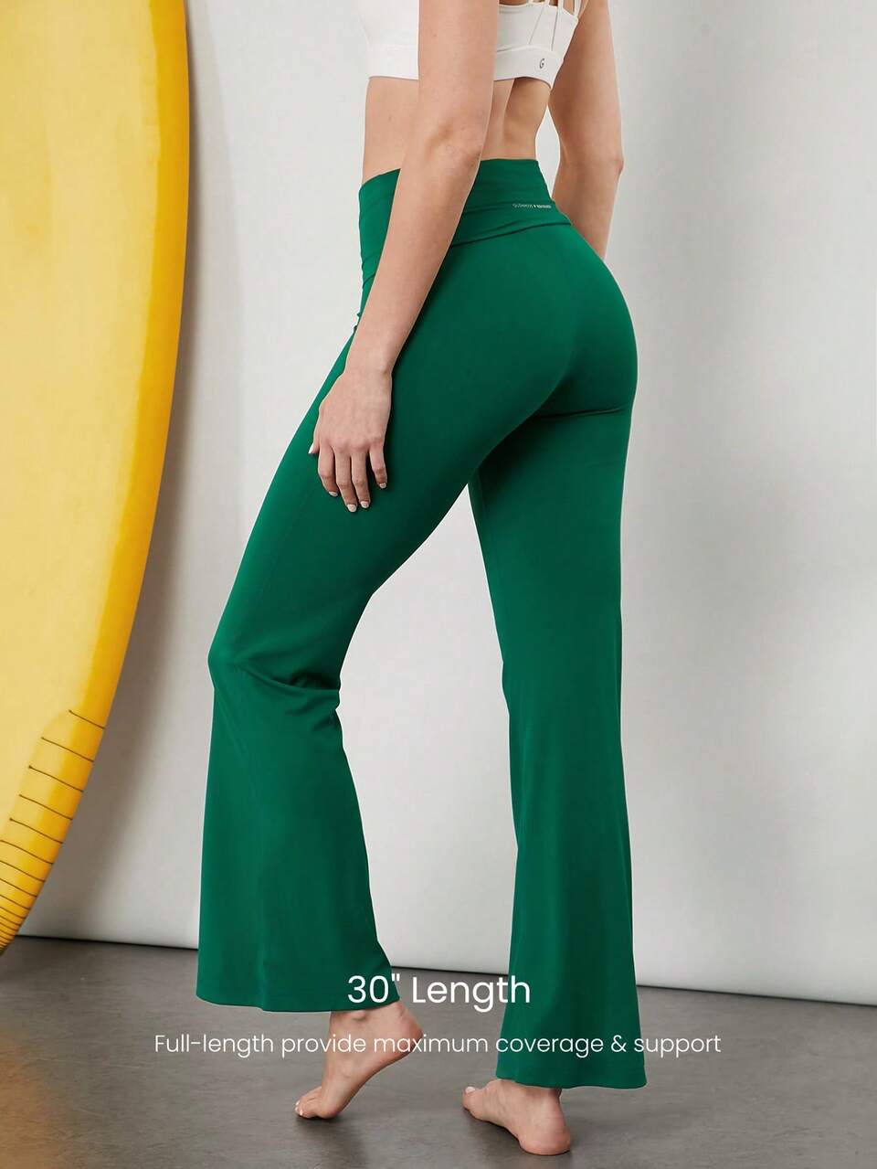GLOWMODE X Nature Dream Bali 30" FeatherFit™-Air Sweat-Wicking Quick-Dry Foldover Waistband Flare Leggings Low Impact Yoga Pilates Studio Daily Casual Wear