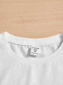 SHEIN Leap Crew Tricou cu mânecă scurtă cu imprimeu de fotbal casual Tween Boy, potrivit pentru vară