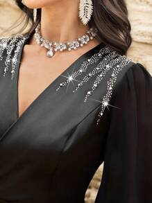 Modelyn Lange jurk met strass-parels voor dames, eenvoudig en modieus, geschikt voor de zomer