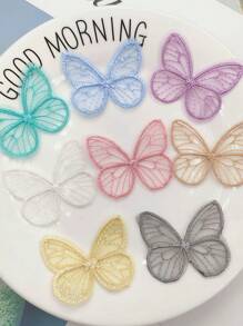 20 件/套蝴蝶图案补丁，彩色蝴蝶刺绣补丁，DIY 糖果色现代聚酰胺熨烫补丁，用于缝纫，连衣裙包装饰，连衣裙 DIY 缝纫，薄纱面料贴花，工艺缝纫装饰艺术