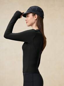 OutZeal Women Tummy Control Buttery Soft Quick Dry Round Neck Long Sleeve Thumb Hole Outdoor Tee Gym Workout Top Fall