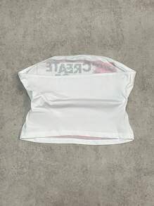 SHEIN Teengirl White Vintage Portrait Print Street Style Casual Fitted Camisole - White - View 4