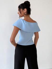 Firerie Blusa elegante e minimal chic da donna con spalla aperta e orlo asimmetrico, adatta per l&#39;ufficio e pendolarismo, per la primavera/estate