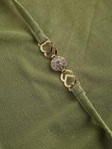 SHEIN MOD Plus Size Elegant Solid Color Draped Neck Backless Dress - Green - View 3