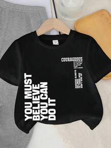 SHEIN 男童休闲简约短袖上衣和裤子两件套 - 彩色 - 查看 4