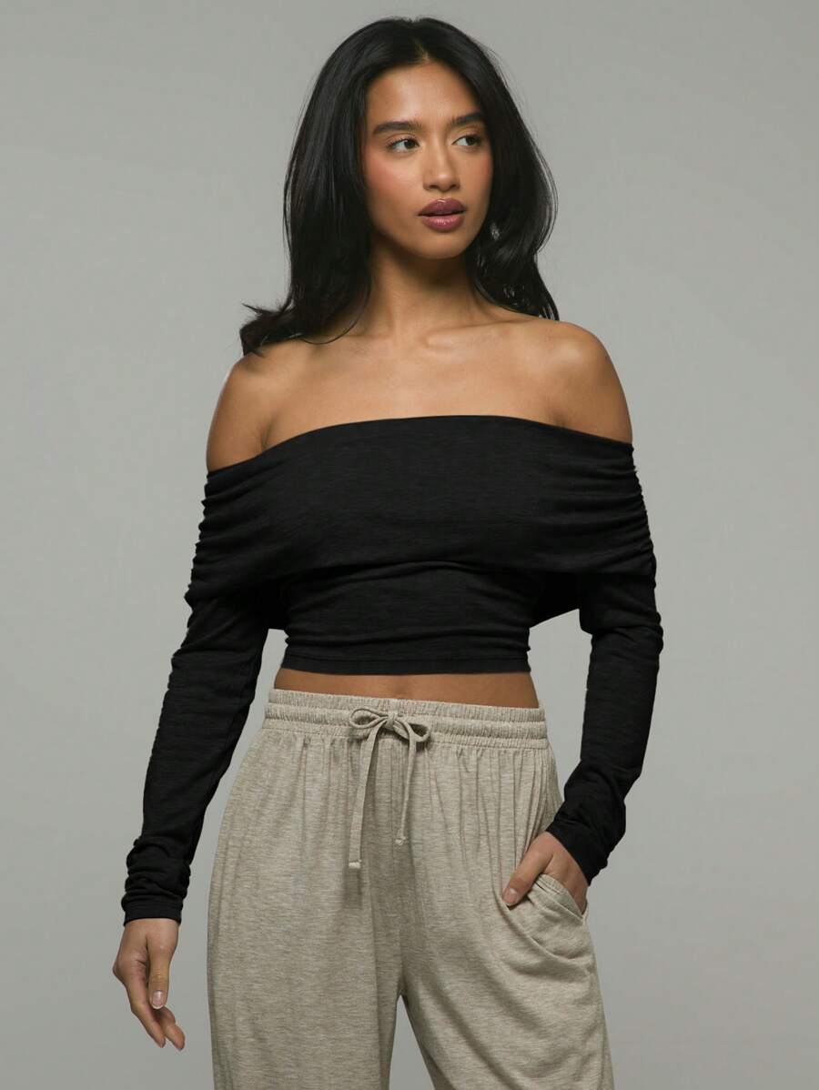 Musera Sport 露肩长袖短款上衣，适合板网球、网球、匹克球等健身运动