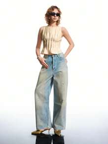 LYSMO 2025 Neuankömmling Sommer Ärmellose Bluse - Khaki - Übersicht 6