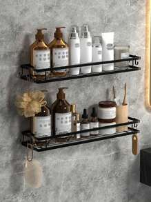 1pc Bathroom Shelf, Punch-Free Or Punch Wall Hanging Corner Shelf,Kitchen Toilet Storage Shelf, Home Organization And Storage Supplies, Kitchen Accessories, Bathroom Accessories