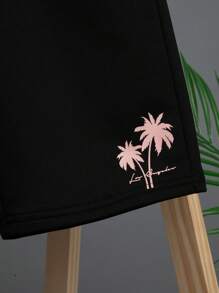 SHEIN Tween Boy Tropical Print Shirt & Shorts Without Tee