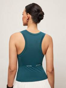 Activina Casual Solid Color Slim Fit Fitness Athletic Tank Top - Green - View 2