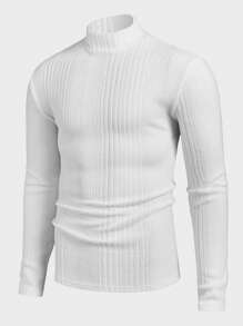 Manfinity VCAY Conjunto de 3 camisetas de manga larga de cuello redondo de corte slim casual para hombre, adecuado para otoño