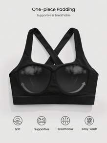 GLOWMODE Sweat-Wicking Quick-Dry Peekaboo Built-In Cups A-Line Crossover Back Mini Dress With Built-In Shorts Side Pockets Non-Slip Grips Tennis Golf Gym Daily Casual - Black - View 4