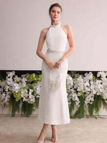 MOTF Soiréza BOW DETAIL BIAS CUT COCKTAIL DRESS - White - View 6