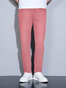 Manfinity Homme Men's Casual Minimalist Solid Color Tapered Jeans