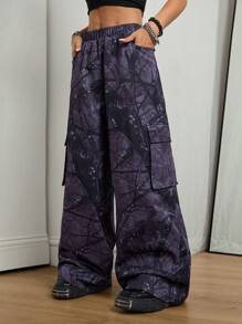 Coolane 女士春夏节日外出街头装树枝图案图形瑜伽和运动女士运动服阔腿裤