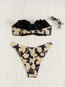 Swim Chiccia Bikini hai mảnh in hoa nâng ngực cho nữ và quần buộc dây phía trước, trang phục đi biển mùa hè - Nhiều màu - Xem 6