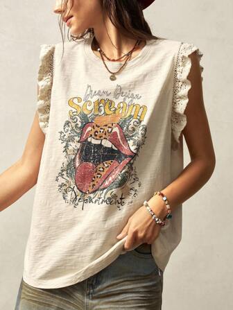 Bohemela Camiseta de tirantes holgada de punto de color liso y cuello redondo para mujer