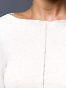 MUSERA Ribbed Slash Neck Long Sleeve Top Casual Airport Holiday Fall Back To School Autumn Winter ,Elegant Spring Summer - White - View 5