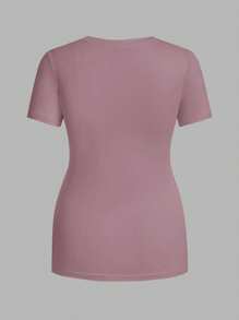 Modmama Maternity Short Sleeve Round Neck Solid Color Casual T-Shirt - Multicolor - View 7