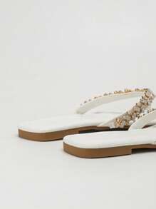 CUCCOO BIZCHIC Sandalias planas de mujer con hebilla metálica de moda de un solo color para primavera y verano