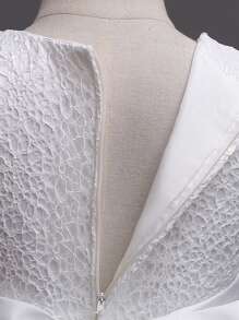 Summer Toddler Girls Lace Princess Dress, Children Party Wedding Bridesmaid Tutu Dress, Baby Flower Girl Recital Dance Dress - White - View 4