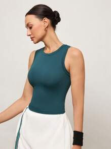 Activina Casual Solid Color Slim Fit Fitness Athletic Tank Top - Green - View 7