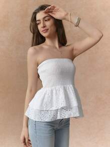 Écloséra Parte superior tubo tipo babydoll con espalda de tirantes en estilo patchwork para vacaciones