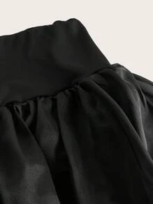 Comfortcana Plus Size Fashionable Black Mini Bubble Skirt - Black - View 3