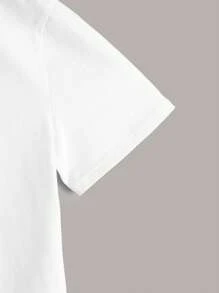SHEIN Polo liso para niño preadolescente, de manga corta, de unicolor, uso casual diario, de tela ligera para verano - Blanco - Ver 3