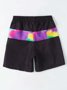 SHEIN Tween Boy Gamepad & Letter Graphic Drawstring Waist Swim Shorts Kids Swimming ,Kids Beachwear - Multicolor - View 2
