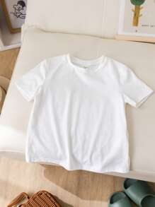 SHEIN 4入組年輕男孩休閒基本針織純色圓領短袖T恤多件裝 - 彩色 - 查看 5