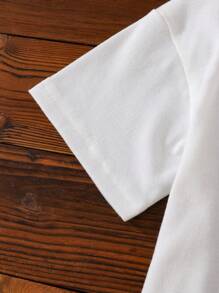 年轻男孩篮球口号印花短袖 T 恤，休闲夏季 - 白色 - 查看 4