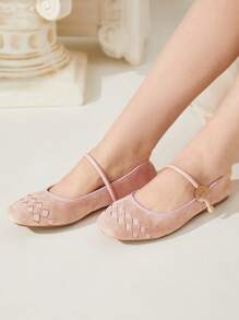 CUCCOO CHICEST Women's Soft Suede Lace-Up Mary Jane Flat Shoes, Round Metal Buckle Design, Elegant Casual Office School Party Ballerina Flats, Pink Spring Shoes Spring Break Easter - Pink - View 8