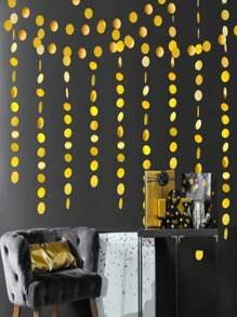 SHEIN Basic living 36pcs Gold Party Decorations Circle Dots Garland Metallic Gold Light Pink And White Hanging Polka Dot Streamer For Women Birthday Shower Bridal Shower Wedding Princess Party Supplies,Christmas