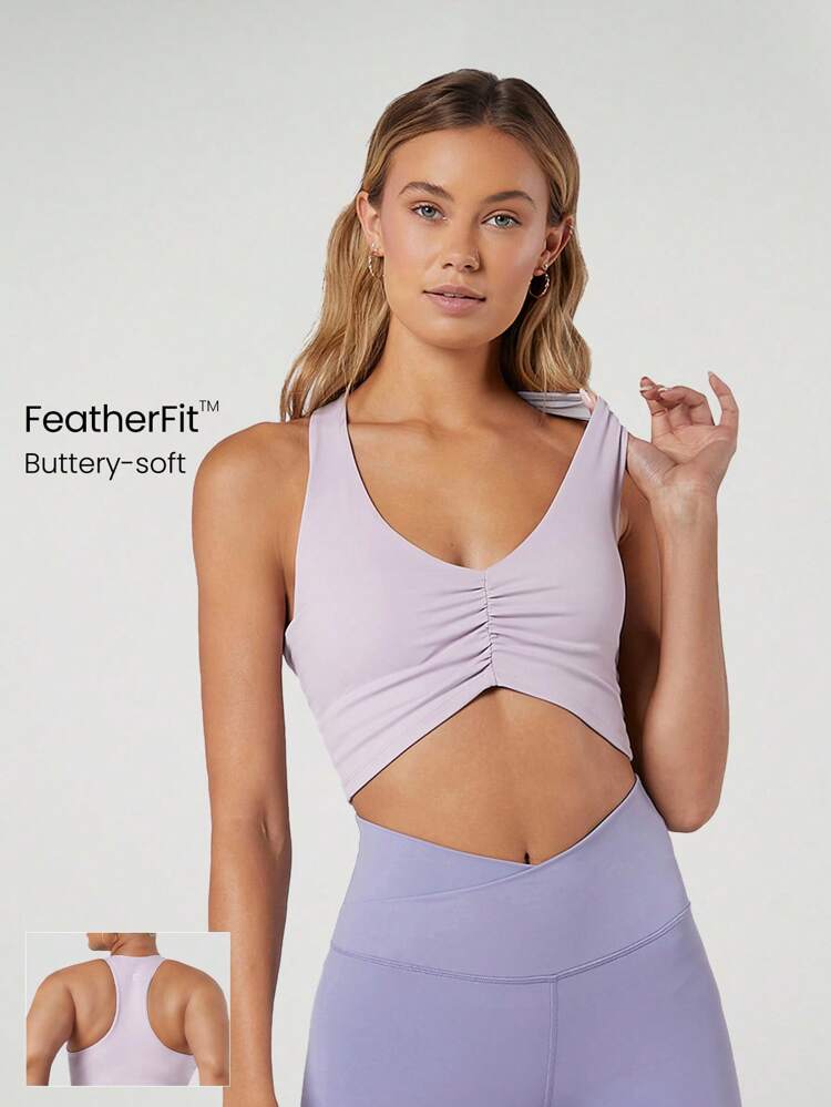 FeatherFit™ Ruched Racerback Sports Bra  Spring Summer