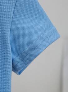 SHEIN Playful Pals 嬰兒/幼童男童馬刺繡 Polo 領短袖 T 恤 藍色 夏季休閒 開學日 嬰兒上衣服飾 - 淺藍色 - 查看 3