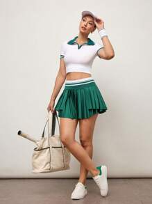 Activina Casual Sporty Skort, Minimalist & Fashion Design, Suitable For Summer Tennis Skirt - Green - View 4