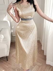 DAZY 2 Pieces Set : Sleeveless Patchwork Shirt Dress & Shirt For Women