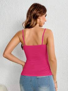 SHEIN Tall Women's Solid Color Camisole Top, Simple And Fashionable, Suitable For Summer - Hot Pink - View 2