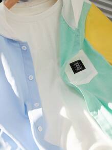 兒童男孩區塊色休閒短袖帽T