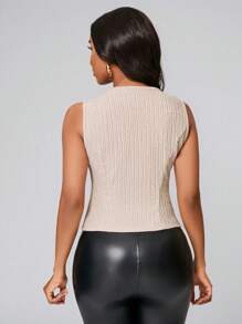 Lyxana Gilet de costume texturé de couleur unie simple pour femmes, adapté pour le travail - Multicolore - Voir 2