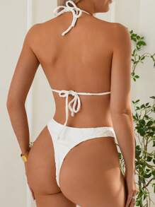 SHEIN Swim 2 chiếc vỏ kim loại trang trí chi tiết đan dây mảnh gợi cảm thanh lịch bikini đồ bơi, thích hợp cho buổi tiệc đi chơi ngày lễ mùa hè - Nhiều màu - Xem 2