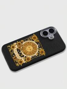 ROMWE Fairycore 1pc Black Vintage PU Leather Butterfly Pattern Phone Case Compatible With Iphone And Other Models - Black - View 3