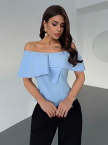 Firerie Blusa elegante e minimal chic da donna con spalla aperta e orlo asimmetrico, adatta per l&#39;ufficio e pendolarismo, per la primavera/estate